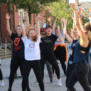 During Dance Fit at the Flash Mob September 2019
