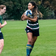 A photo of the Leeds University Women's Rugby team playing a game