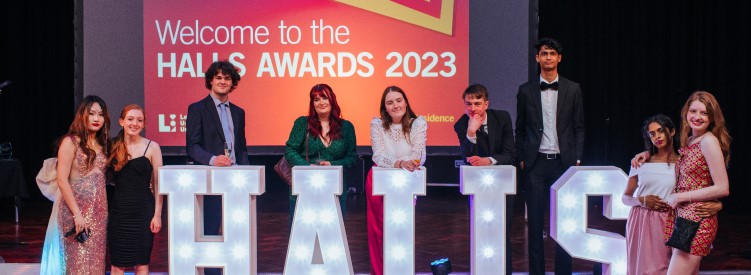 Students pose for a photo at the Halls Awards 2023