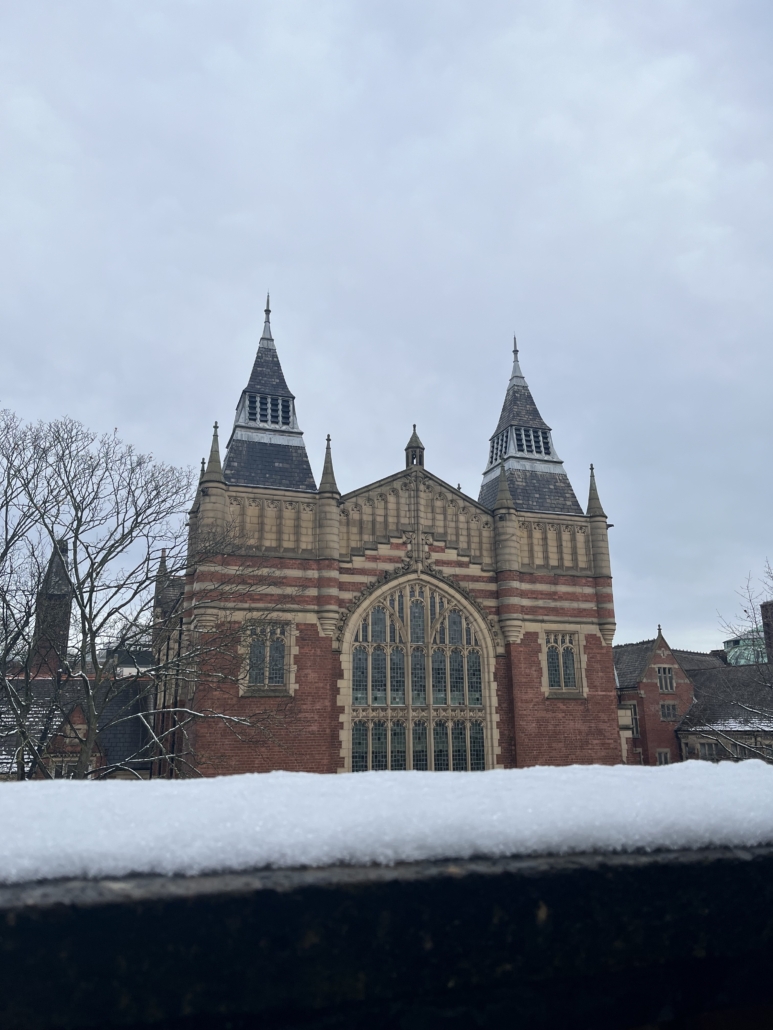 Great Hall exterior in the snow